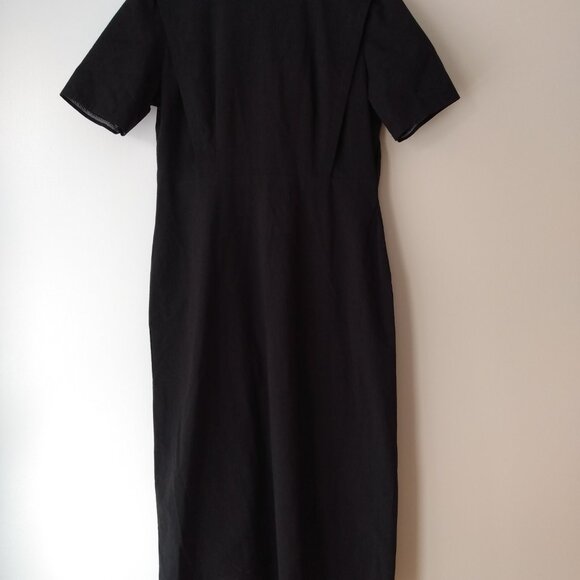 Striped Mennonite Cape Dress 41"B 34"W Modest Black White Pinstripe Handmade - Picture 2 of 14